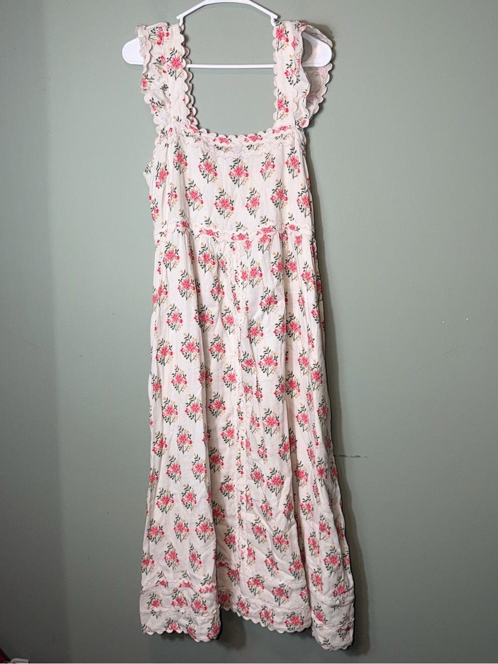 Wyse London Women’s cotton smocked scalloped floral midi Dress 4R/US10